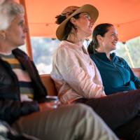 The communal living area at our eco-comfort camps is the perfect place to relax after a day on the trail |  <i>Shaana McNaught</i>