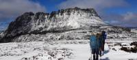 Hikers on the Overland Track during winter