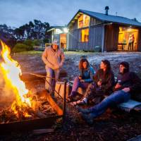 Relaxing after a day of kayaking near Bruny Island, Tasmania