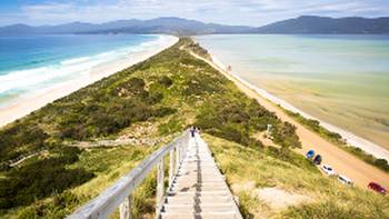 Bruny Island Neck isthmus,Andrew Wilson Walk the long, narrow sandy isthmus known as “The Neck”.