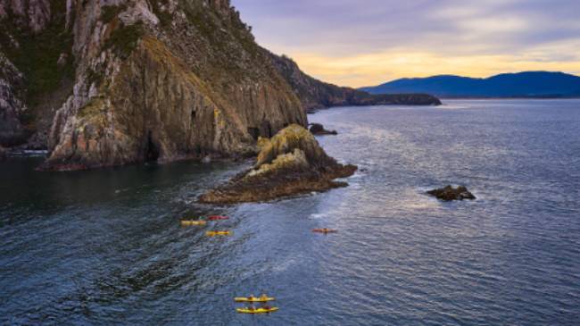 Kayaking near Bruny Island, Tasmania