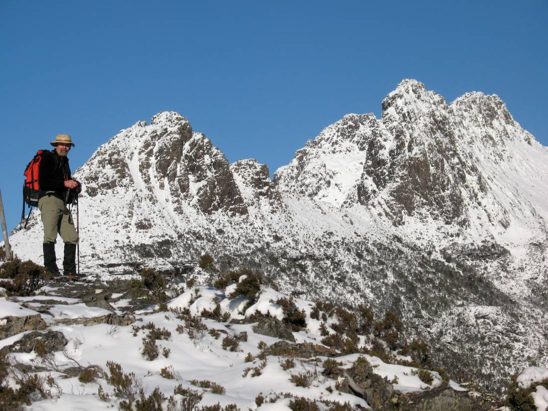 Blue skies over a snow covered Cradle Mountain |  <i>Valda Gillies</i>