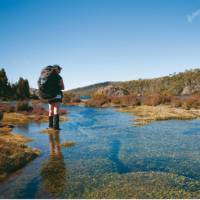 Trekkers carry a full pack on our Walls of Jerusalem self guided walks | Aran Price