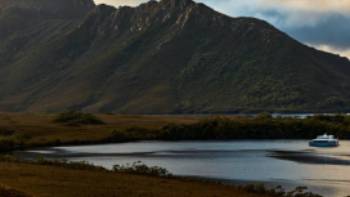 Expedition Vessel Odalisque III moored under Mt Rugby | Tim Grey