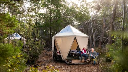 Sleep comfortably in our spacious tents on Flinders Island
