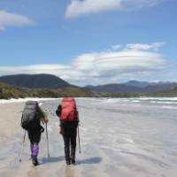 A couple treks the remote beaches along the South Coast Track | Phil Wyndham
