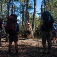 Guide holding a discussion with trekkers in Walls of Jerusalem National Park | Benny Plunkett