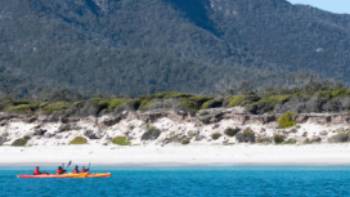 Wineglass Bay (1 of 1)-11,David Sinclair Kayak beneath the Hazards in Freycinet