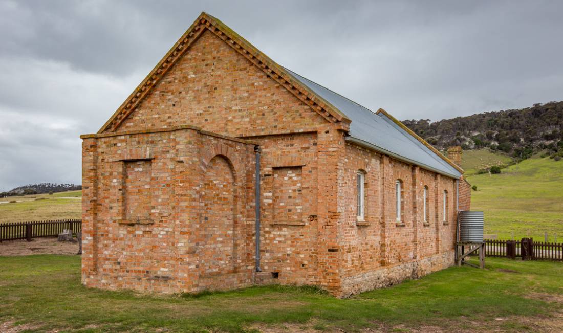 The graveyard near Wybalenna Chapel contains unmarked Aboriginal graves. Around 300 Aboriginals were ‘delivered’ there during its time as a mission. |  <i>Dietmar Kahles</i>