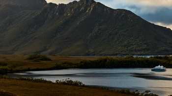 Expedition Vessel Odalisque III moored under Mt Rugby